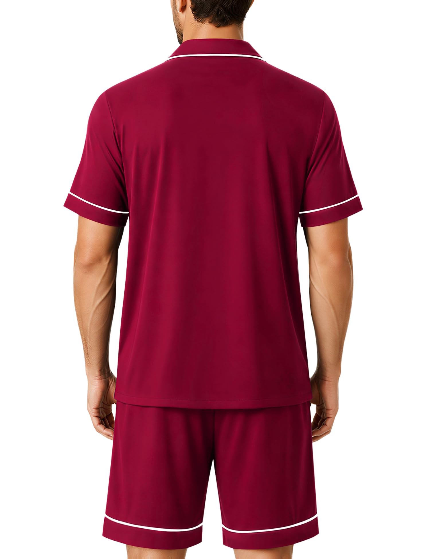 SWOMOG 100% Cotton Mens Pajama Set Short Sleeve Sleepwear Button Down Loungewear 2 PCS Cotton Pjs Set with Pockets WEBE CLOTHING