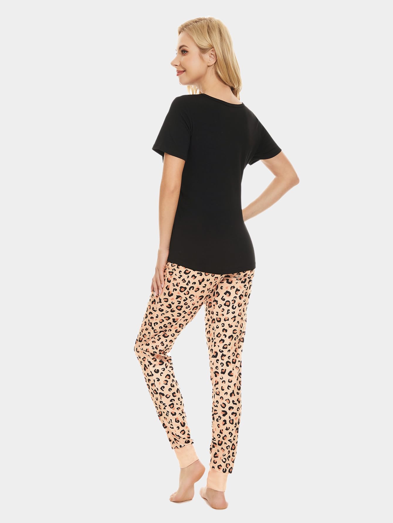 MyFav Mommy and Me Pajamas Heart Print Sleepwear Family Matching Short Sleeve Nightwear