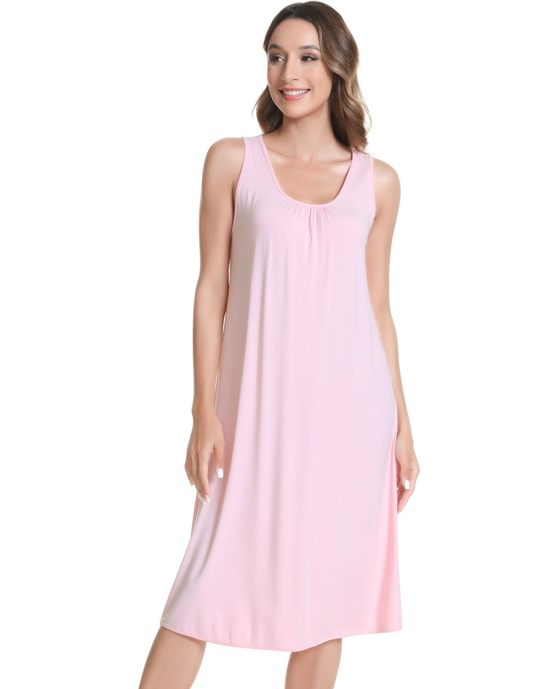 NACHILA Women's Nightgowns-Viscose Made from Bamboo,Sleeveless Tank Night Gown Crew Neck Sleep Dress Cool Sleepshirts WEBE CLOTHING
