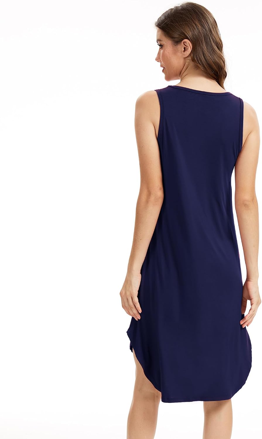 GYS Bamboo Viscose Sleeveless Nightgowns for Women, Navy, Small | Lightweight Comfy Night Dress Pajamas, Summer Cooling Moisture Wicking Sleep Shirt for Hot Sleeper, Soft Tank Night Sweats WEBE CLOTHING