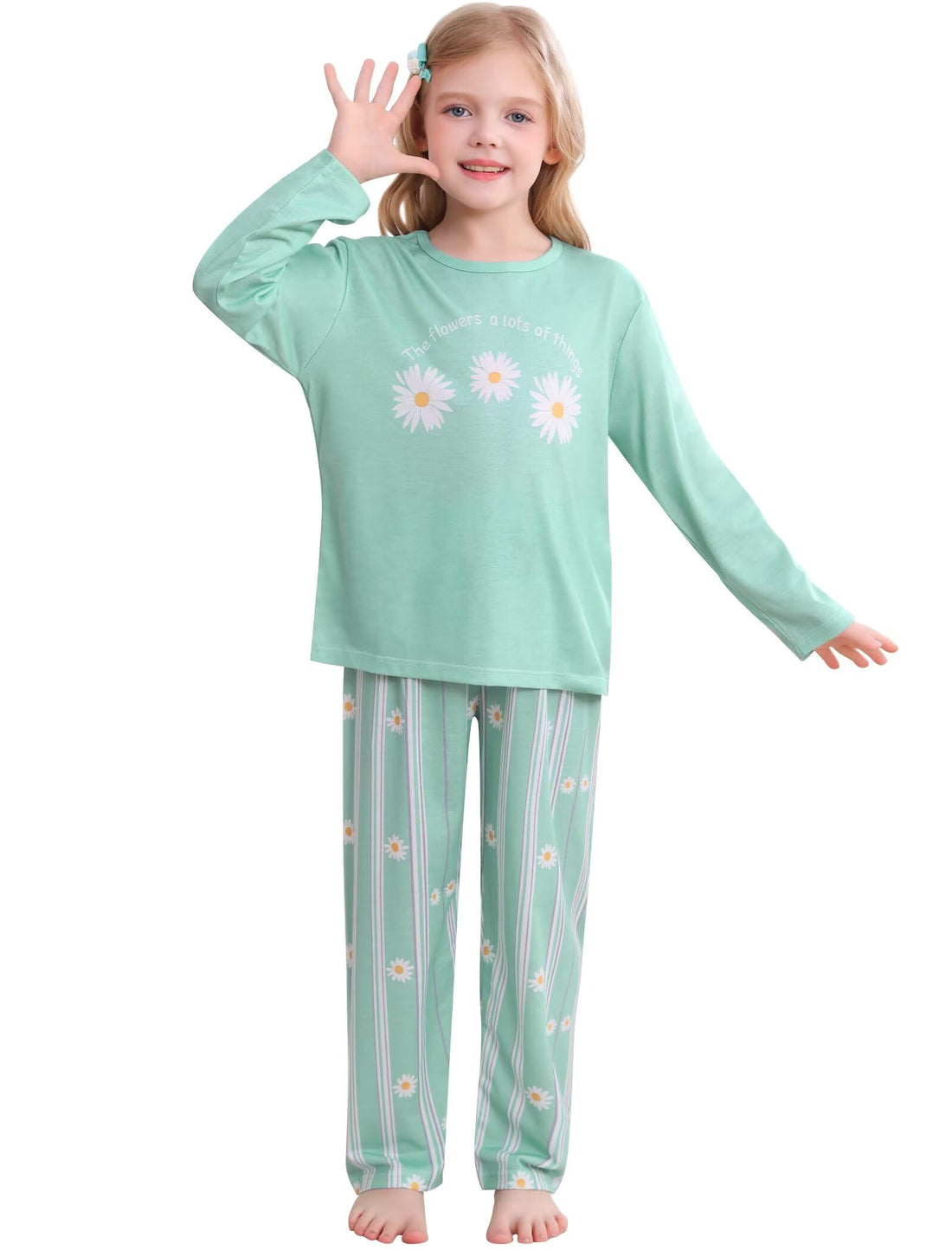 SWOMOG Girls Pajama Set Short Sleeve Tops & Ruffled Shorts with Pocket 2 Piece Summer Pajamas for Kids Size 6-15