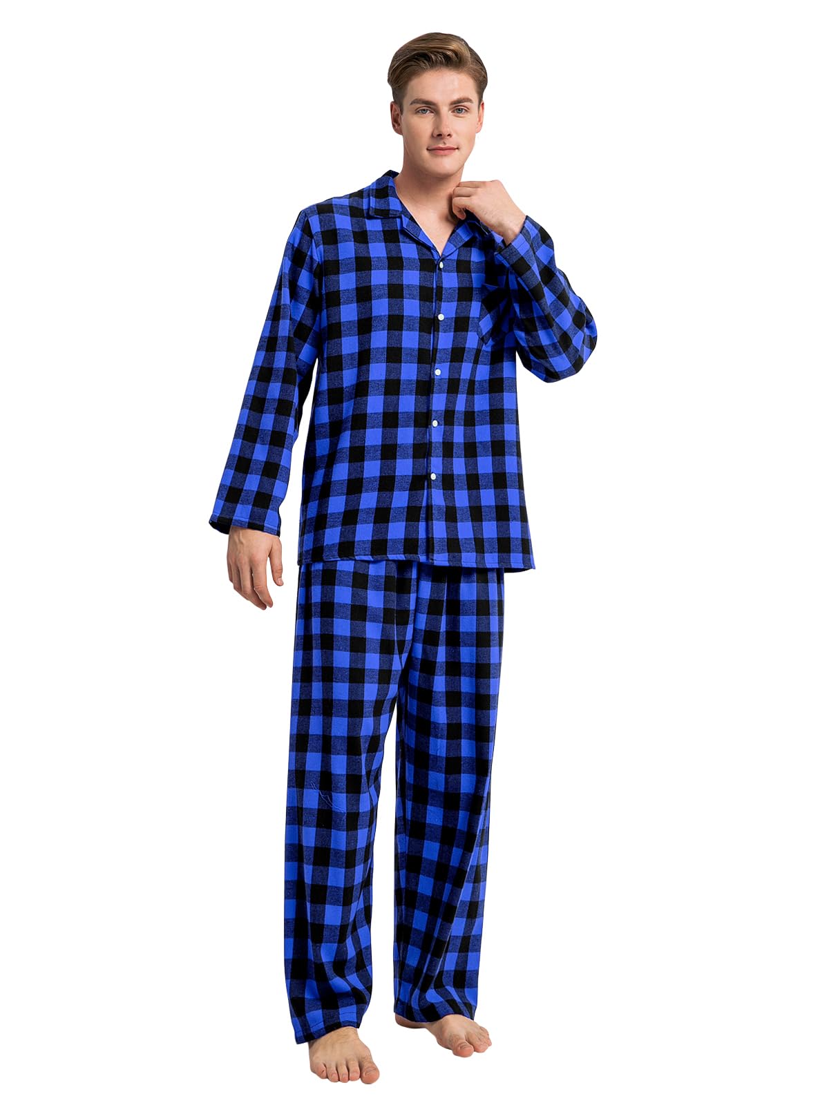 QZH.DUAO Family Christmas Pjs Matching Sets Plaid Pajamas Long Sleeve Holiday Sleepwear Set Loungewear Set