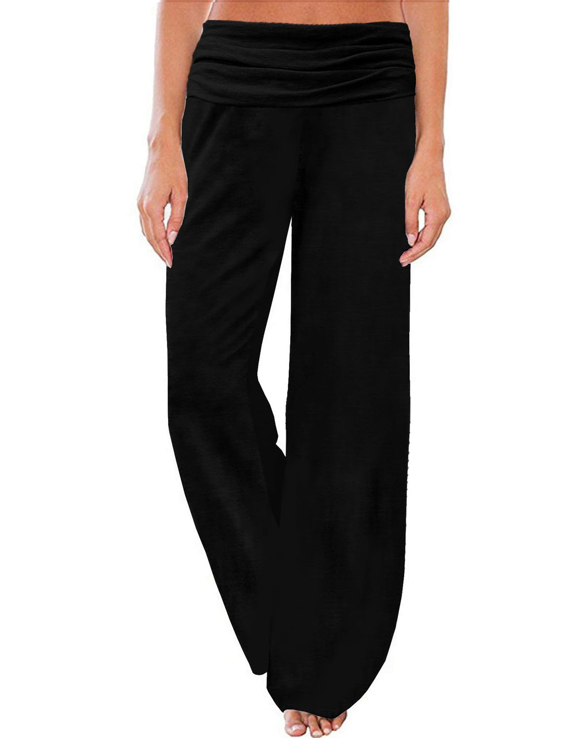 Gracyoga Women's Comfy Pajama Pants Wide Leg Lounge Palazzo Yoga Pants Stretch Casual Floral Print Fold Waist Pants