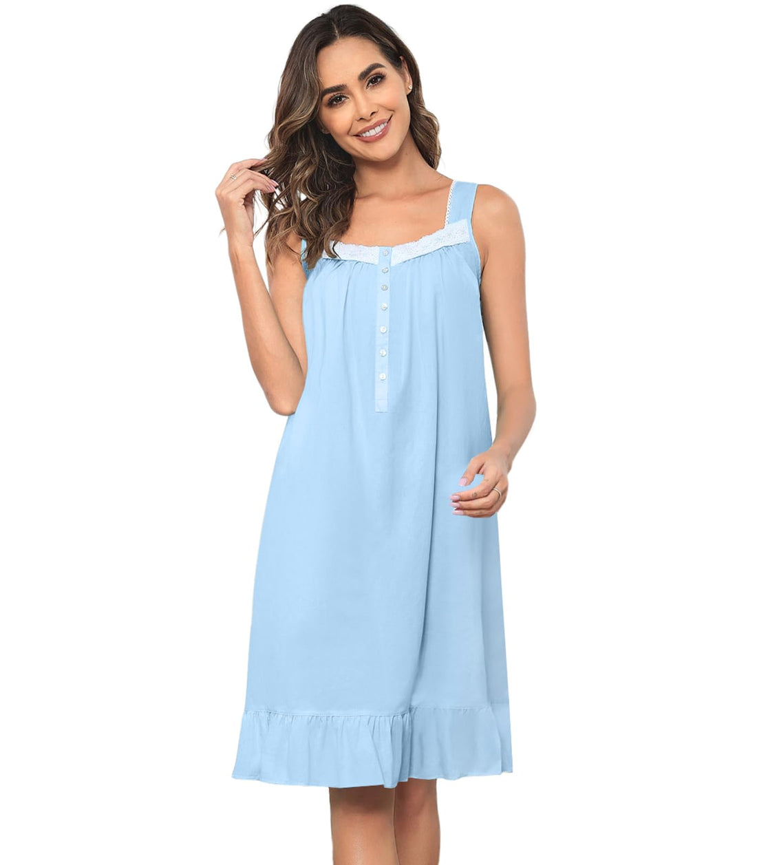 Sleeveless Nightgowns for Women 100% Cotton Nightgown Sleep Dress Soft Ladies Gowns Sleepwear Nightdress WEBE CLOTHING