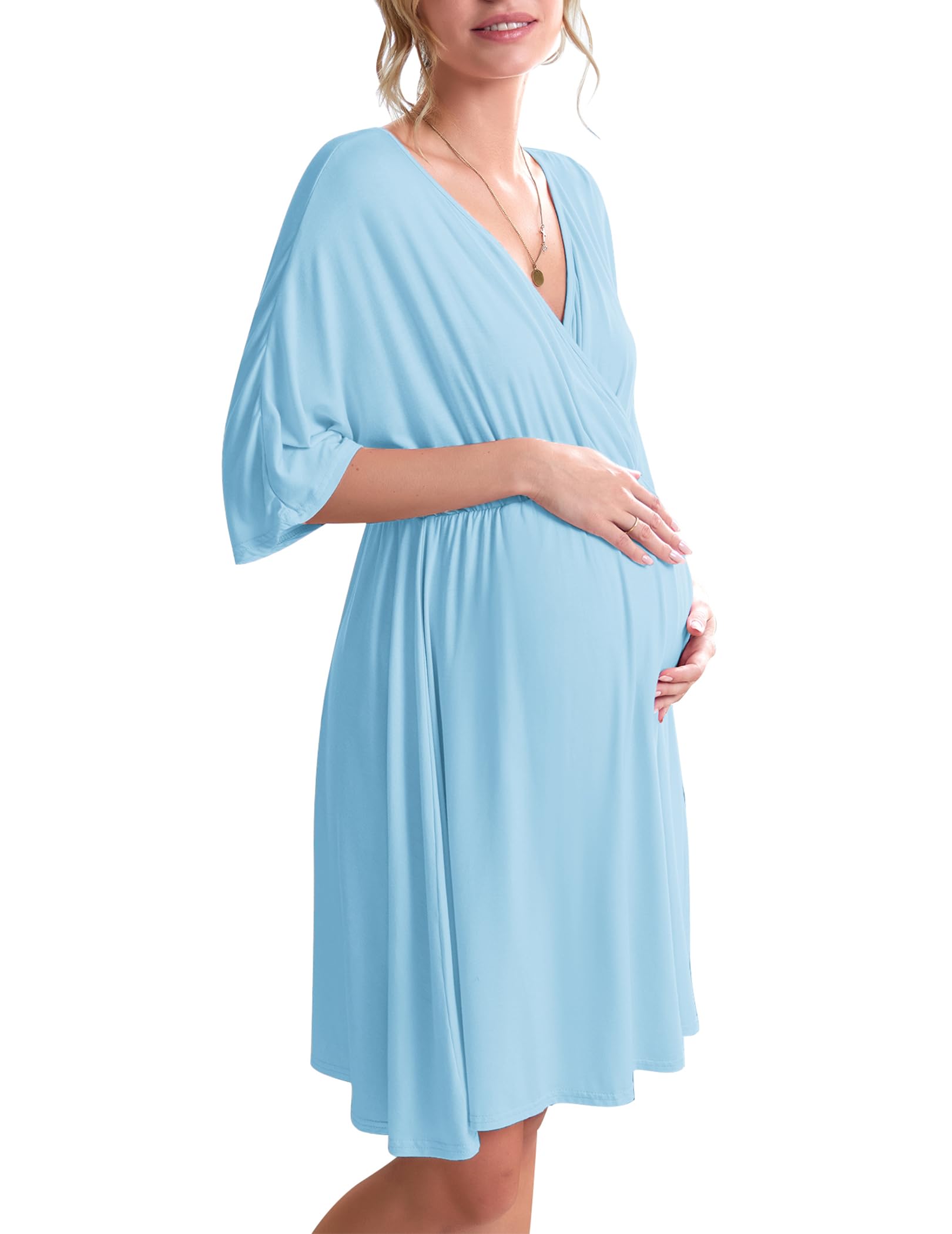 Ekouaer 3 in 1 Labor/Delivery/Hospital Gown Maternity Dress Nursing Nightgown Sleepwear for Breastfeeding