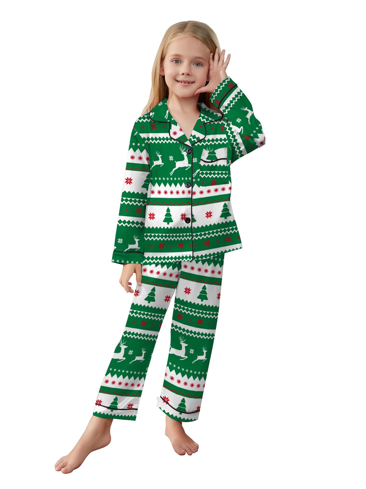 QZH.DUAO Family Christmas Pjs Matching Sets Plaid Pajamas Long Sleeve Holiday Sleepwear Set Loungewear Set