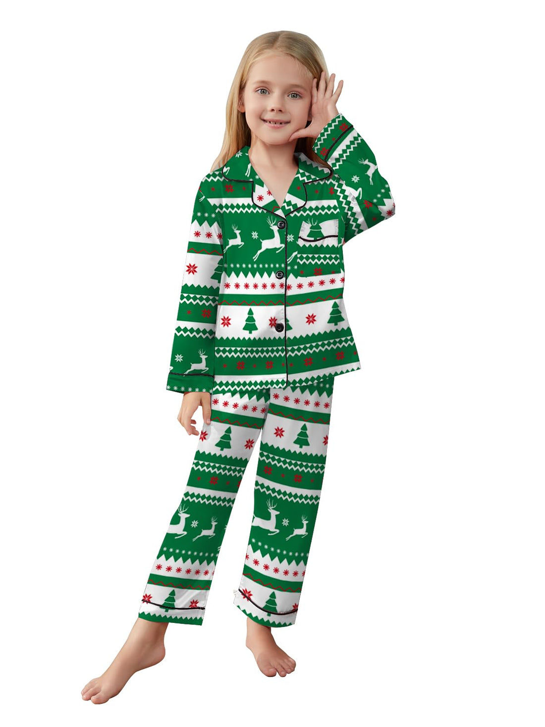 QZH.DUAO Family Christmas Pjs Matching Sets Plaid Pajamas Long Sleeve Holiday Sleepwear Set Loungewear Set