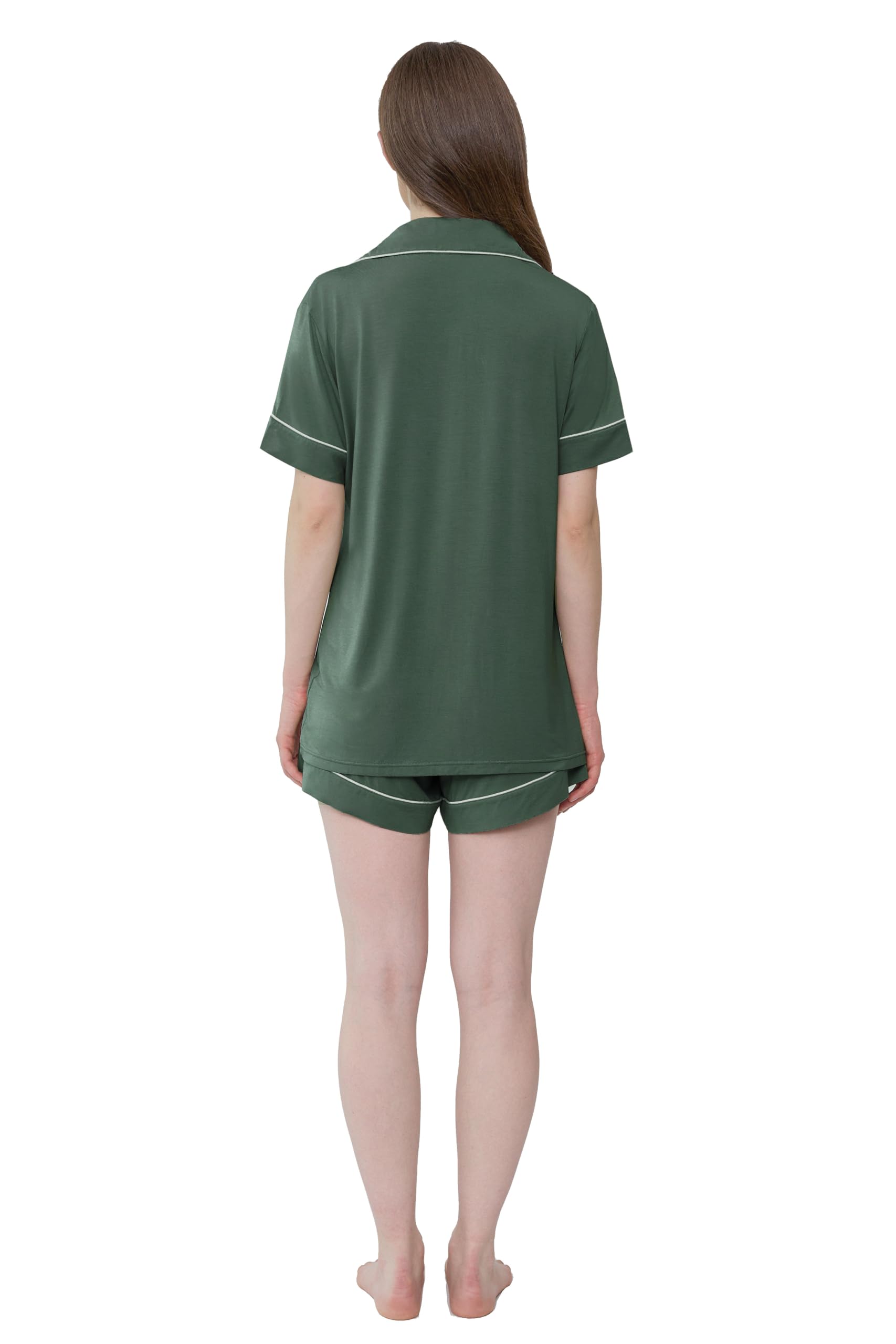 Joyaria Women's Cooling Bamboo Viscose Pajamas Shorts Set Button Front | Moisture Wicking, Cool & Lightweight, Breathable PJs for Night Sweats