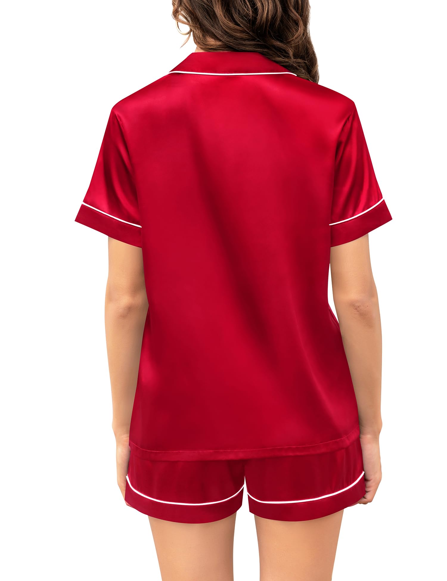 SWOMOG Couple Matching Pajamas Sets Women & Men Button Down Silk Pjs Men Short Sleeve Soft Lounge Sets 2 Pcs Loungewear