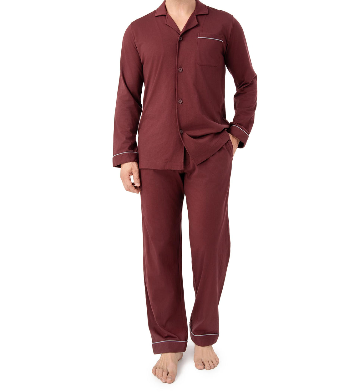 DAVID ARCHY Mens Pajamas Set Soft Cotton Notched Collar Pajamas for Men Long Sleeve Mens Sleepwear with Pockets & Front Fly WEBE CLOTHING