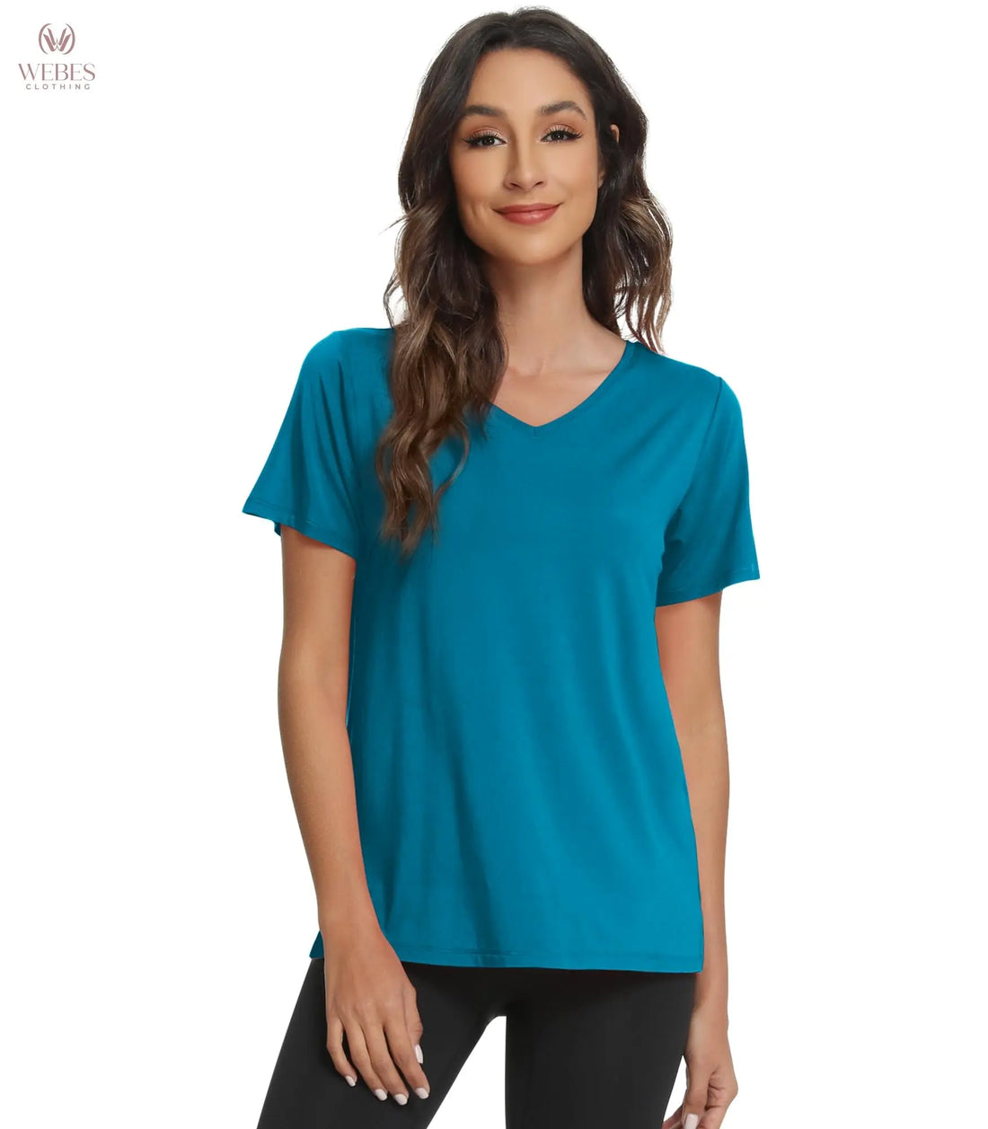 WiWi Viscose from Bamboo Pajama Tops for Women Super Soft Short Sleeve Tee V Neck Sleep Cooling T-Shirt Pjs Sleepwear S-XXL