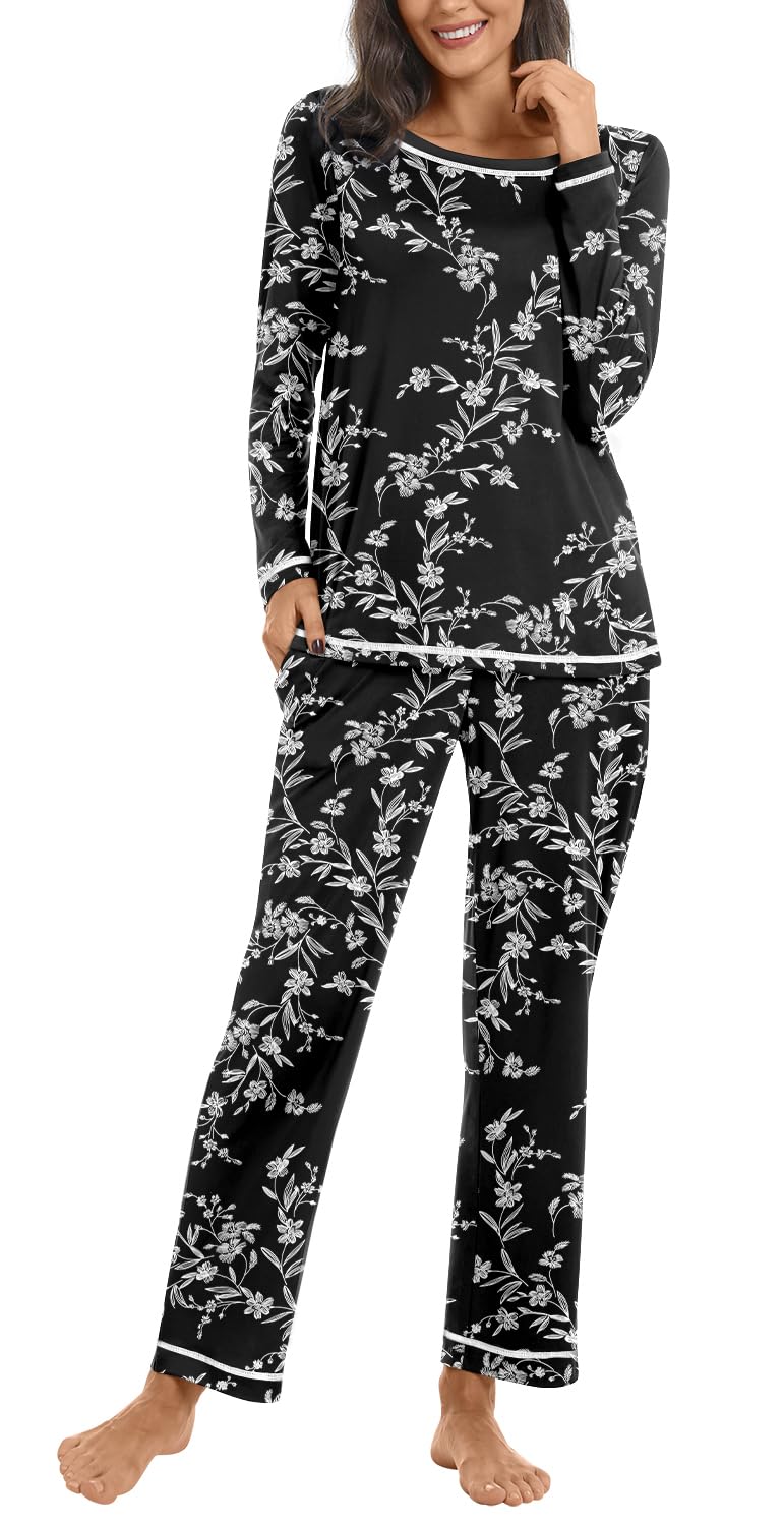 Netsmile Women's Pajama Sets 2 Piece Ladies Long Sleeve Pjs Fall Loungewear Soft Sleepwear with Pockets