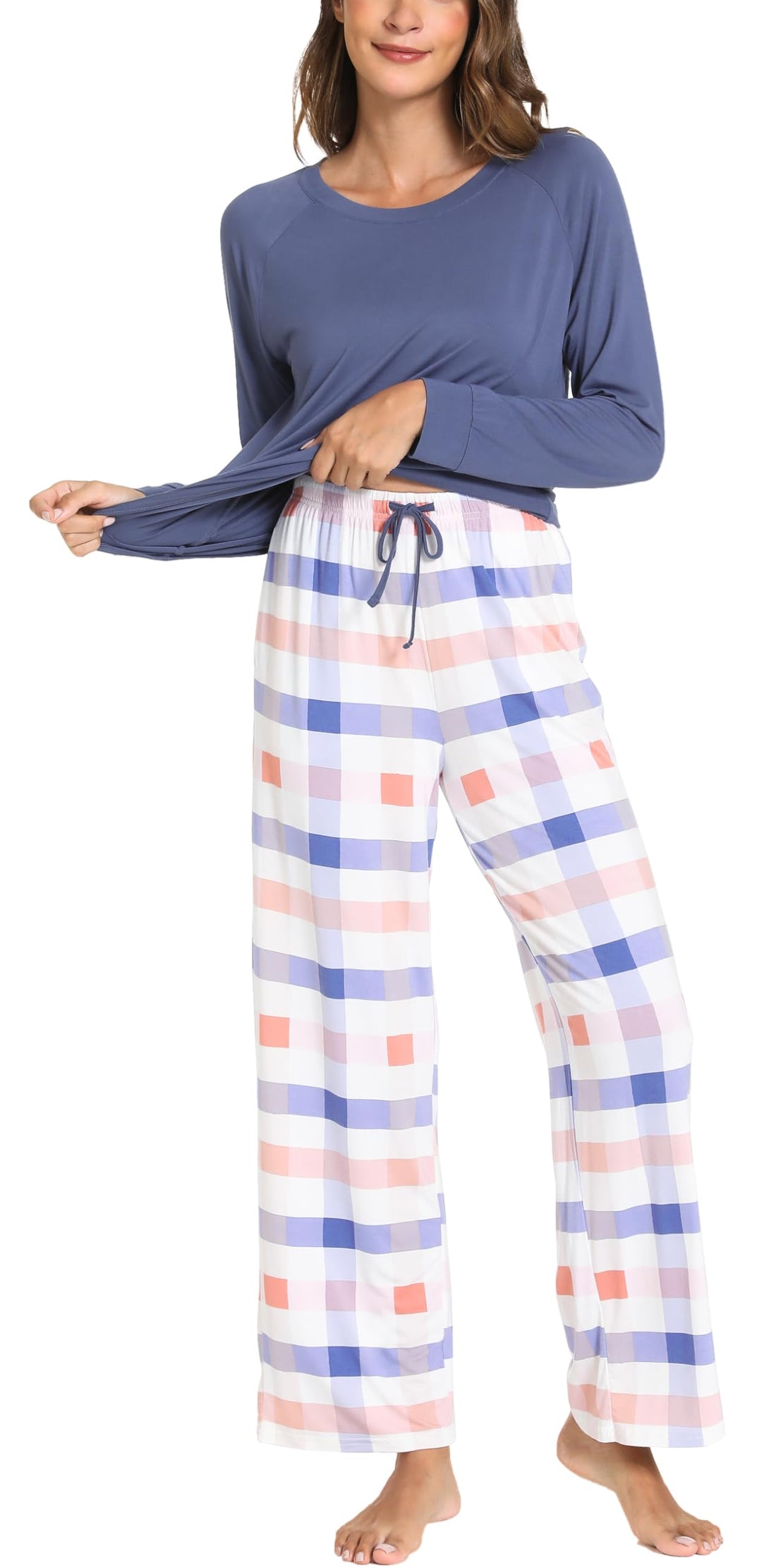 GYS Women's Pajama Sets Long Sleeve Sleepwear Comfy 2 Piece Ladies Pj Sleep Set, Viscose Made from Bamboo