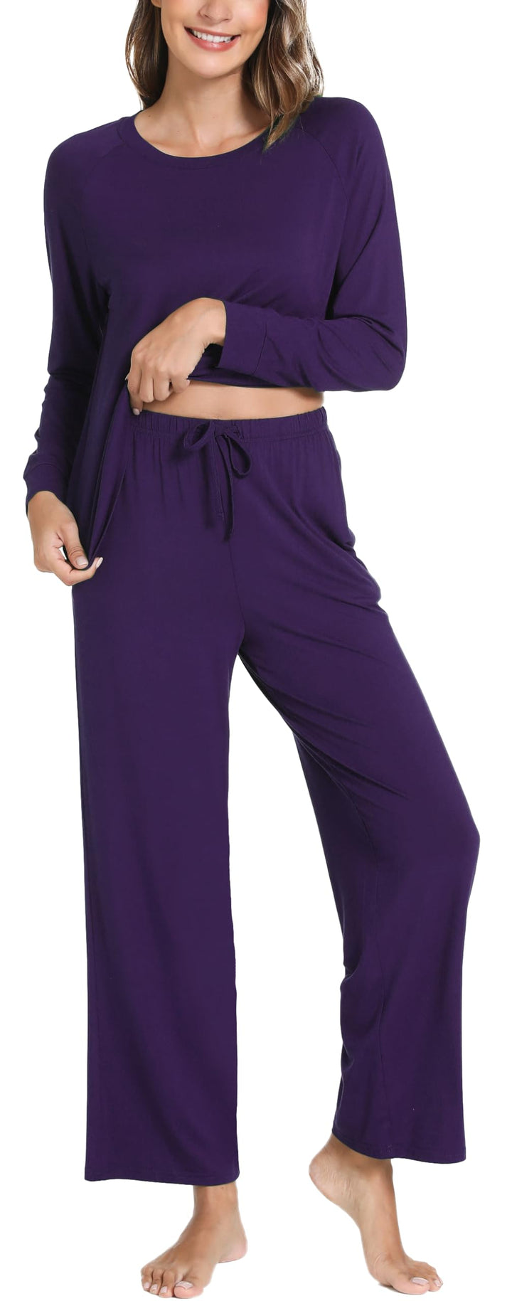 GYS Women's Pajama Sets Long Sleeve Sleepwear Comfy 2 Piece Ladies Pj Sleep Set, Viscose Made from Bamboo