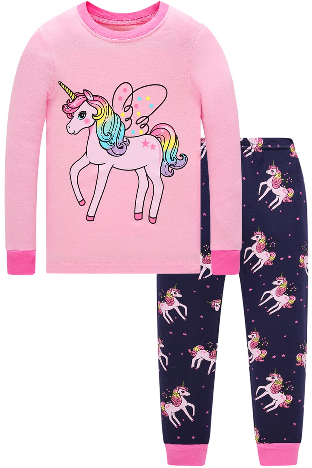 Dolphin&Fish Boys and Girls Soft Pajamas 100% Cotton Toddler Pjs Long Sleeve Kid Sleepwear Sets