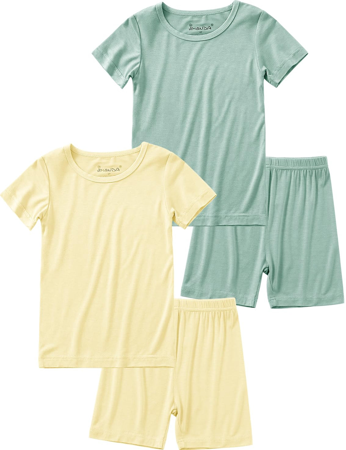 Jimonda Baby Boys Girls Pajama Sets Kid Soft Sleepwear Rayon From Bamboo Sleepwear Short Sleeve 4-Piece Cool Jammies 18M-12Y