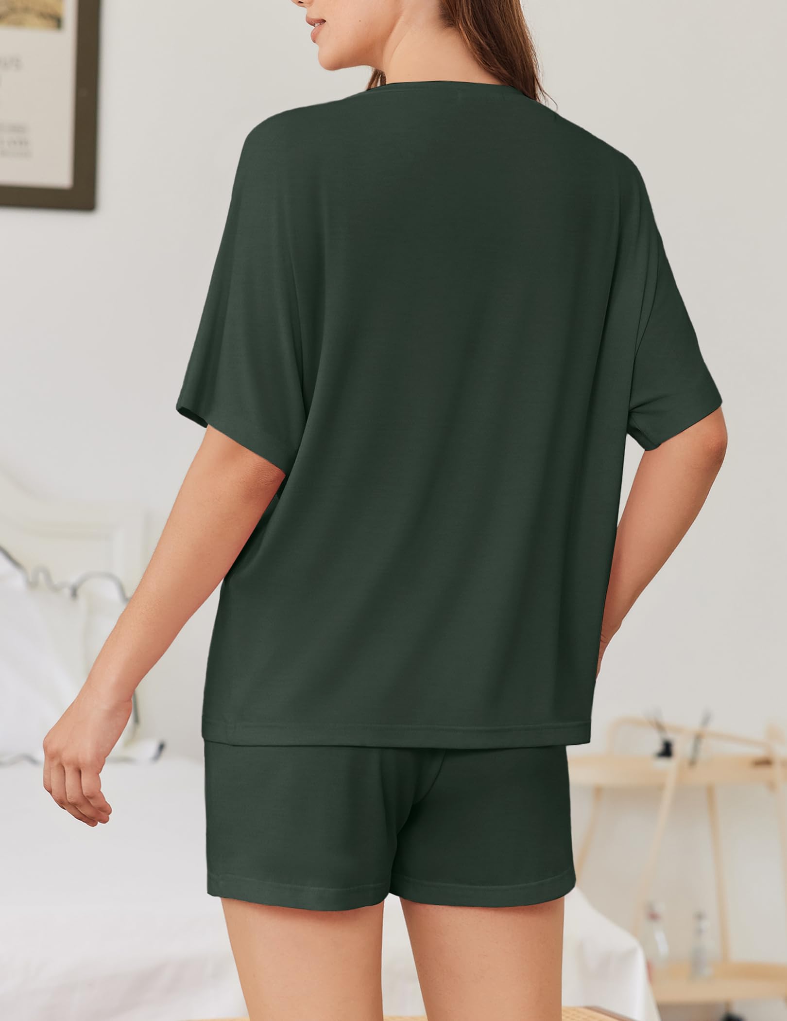 Ekouaer Pajama for Women Viscose from Bamboo 2 piece Lightweight Summer Pj Soft Short Sleeve Matching Lounge sets with Pocket