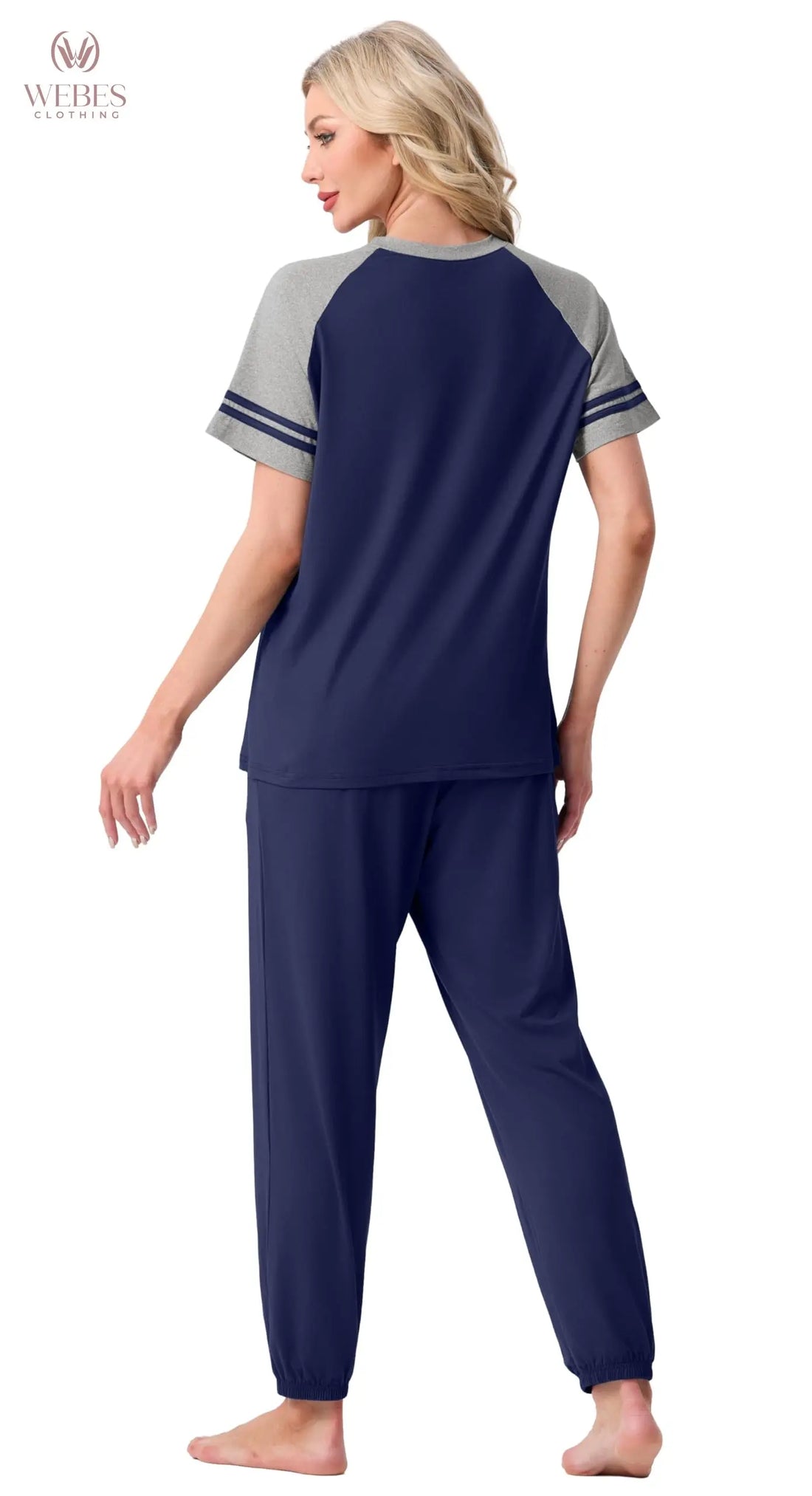 PrinStory Womens Pajama Sets Short Sleeve Pjs 2 Piece Lounge Set Soft Pj Sets Lightweight Sleepwear Loungewear with Pockets WEBE CLOTHING
