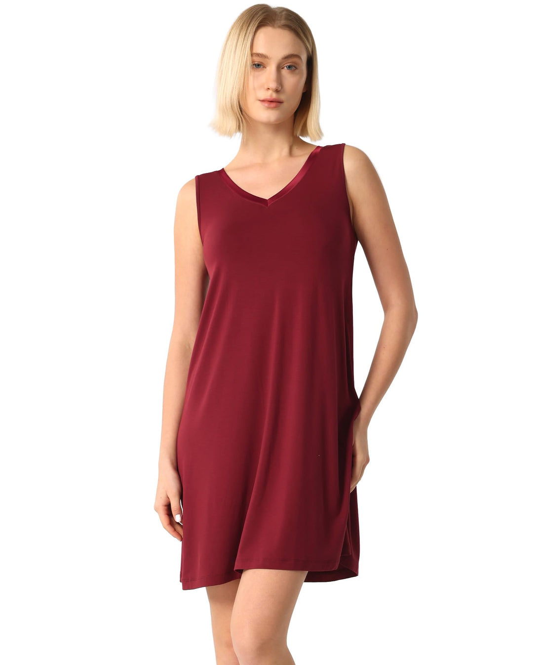 GYS Cooling Bamboo Viscose Sleeveless Nightgowns for Women | V Neck Sleep Shirt, Moisture-Wicking for Hot Sleepers & Night Sweats, Lightweight Night Shirts, Buttery Soft, Knee-Length WEBE CLOTHING