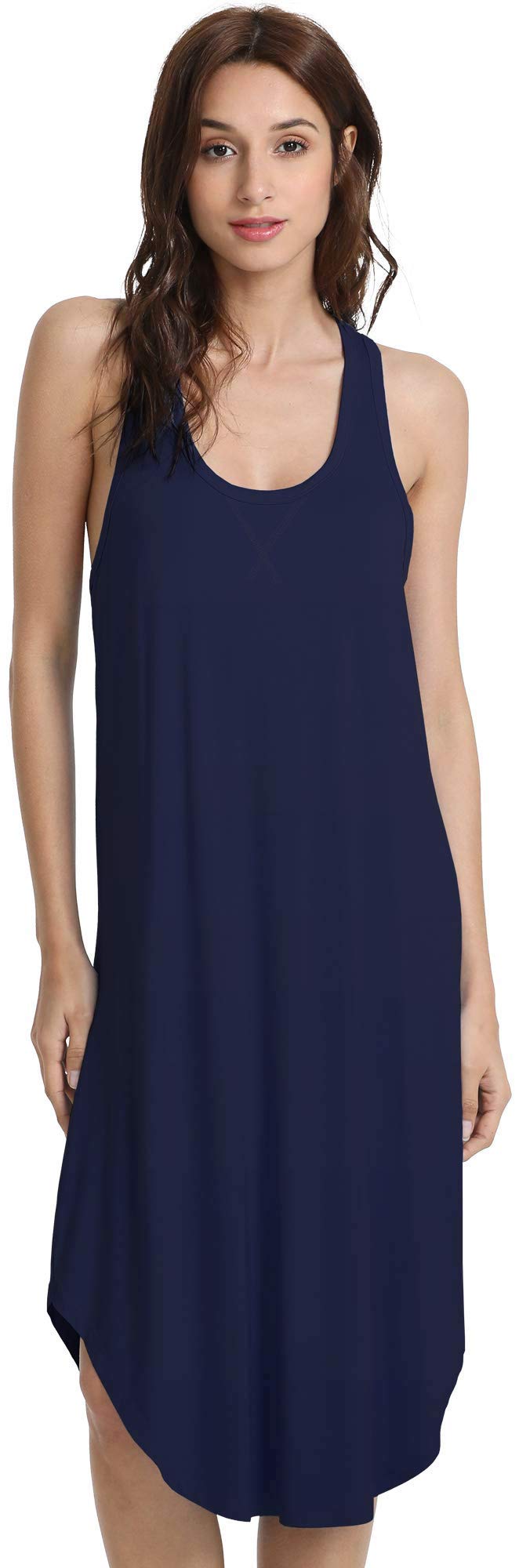 GYS Women's Bamboo Viscose Cooling Racerback Tank Nightgown | Moisture wicking, Breathable, Tagless, Sleeveless, Soft stretch, Racerback design, for hot flashes & summer sleep WEBE CLOTHING