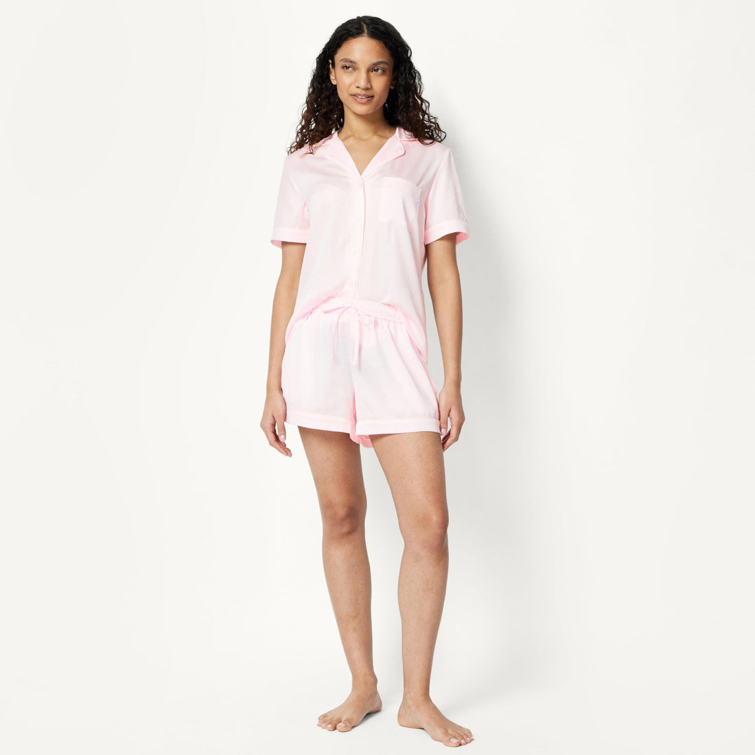 Amazon Essentials Women's Satin Short Sleeve Button-Down Top and Short Sleepwear Pajama Set