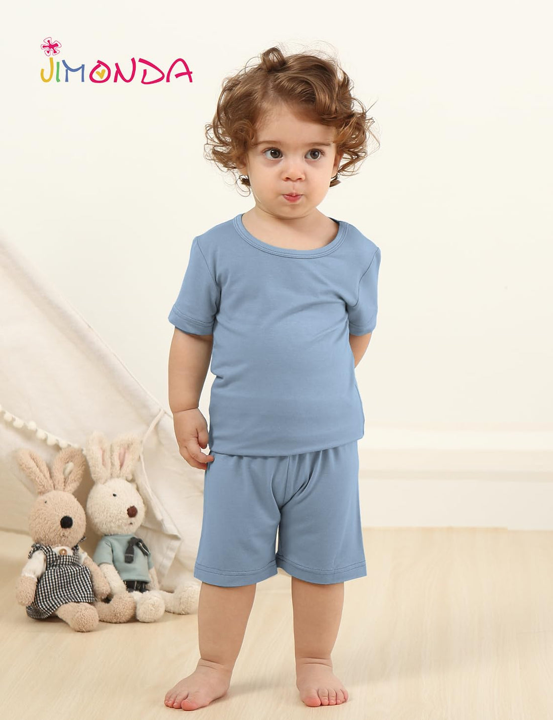 Jimonda Baby Boys Girls Pajama Sets Kid Soft Sleepwear Rayon From Bamboo Sleepwear Short Sleeve 4-Piece Cool Jammies 18M-12Y