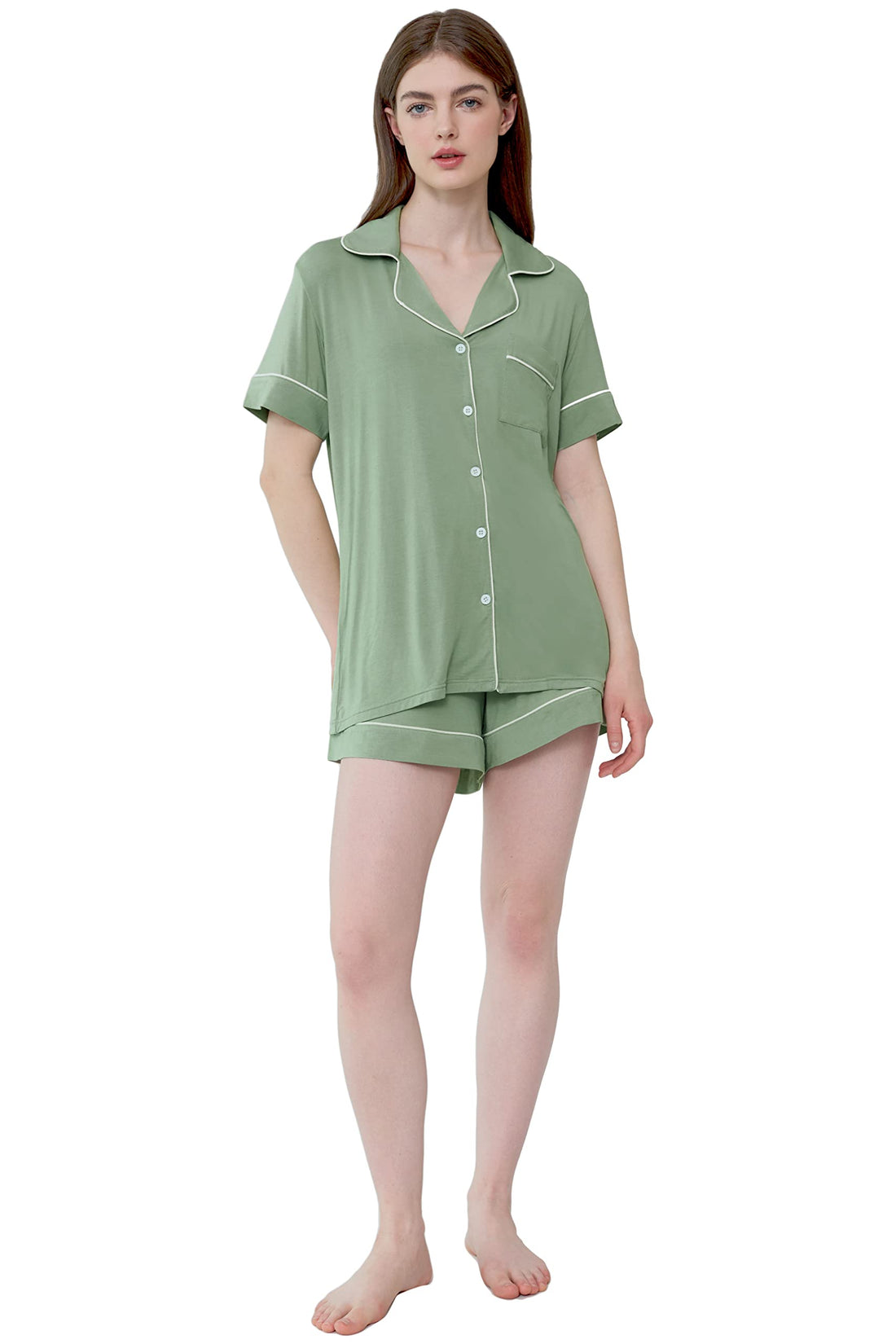 Joyaria Women's Cooling Bamboo Viscose Pajamas Shorts Set Button Front | Moisture Wicking, Cool & Lightweight, Breathable PJs for Night Sweats