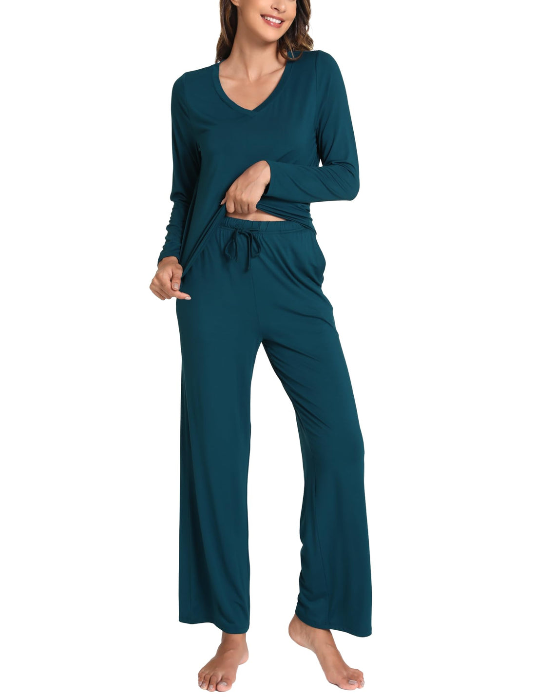 GYS Women's Pajama Sets Long Sleeve Sleepwear Comfy 2 Piece Ladies Pj Sleep Set, Viscose Made from Bamboo