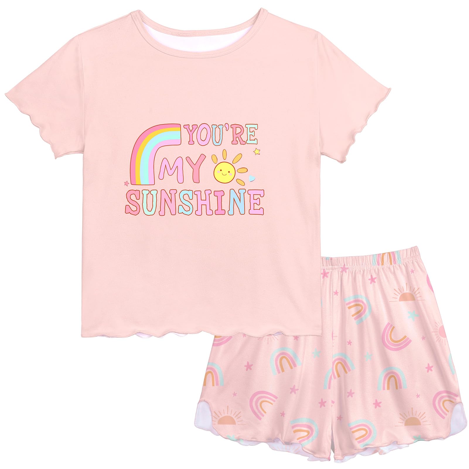 Play Tailor Girls Pajamas for Toddler Ruffled Kids Pajamas Set Short Sleeves Summer Pjs Sleepwear for Girl
