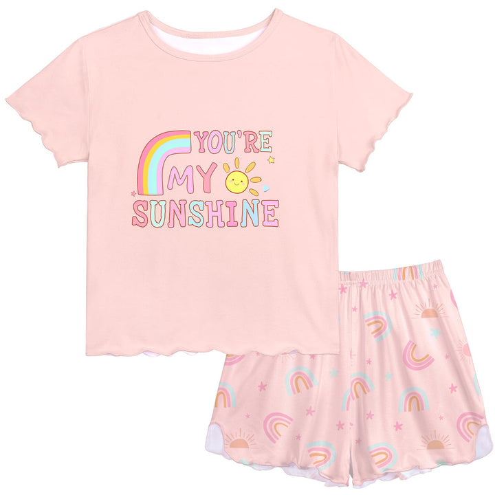 Play Tailor Girls Pajamas for Toddler Ruffled Kids Pajamas Set Short Sleeves Summer Pjs Sleepwear for Girl