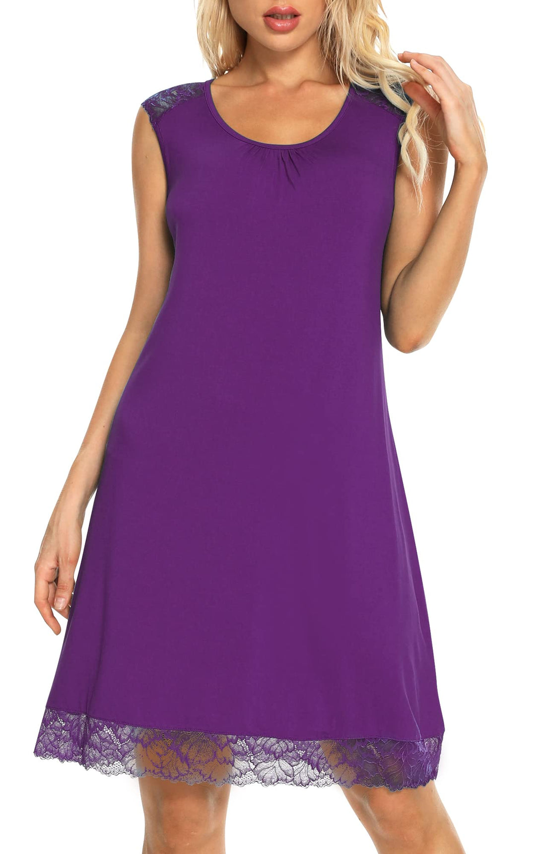 WiWi Tank Nightgown for Women Soft Comfy Sleeveless Sleep Gowns Viscose from Bamboo Cooling Sleepwear S-XXL WEBE CLOTHING