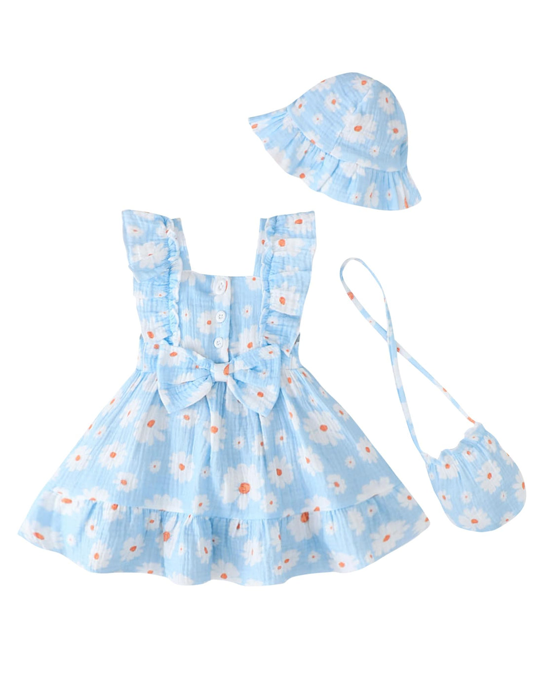 Renotemy Newborn Infant Baby Girl Dresses Summer Outfits Boho Casual Sundress Gifts Toddler Clothes for Girl with Hat and Bag WEBE CLOTHING