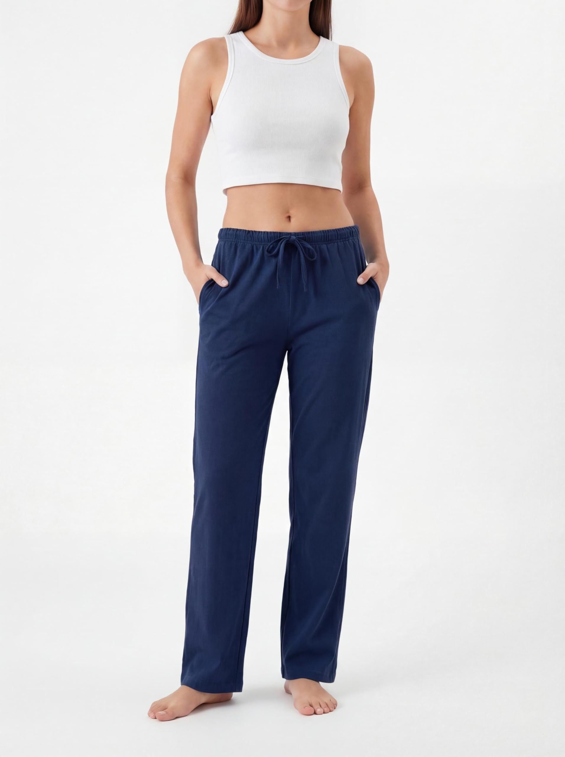 Andrew Scott Women's Cotton Blend Pajama Lounge Pants | Soft Knit Sleepwear with Pockets & Drawstring | Multi-Pack
