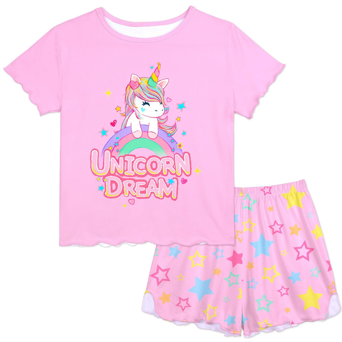Play Tailor Girls Pajamas for Toddler Ruffled Kids Pajamas Set Short Sleeves Summer Pjs Sleepwear for Girl