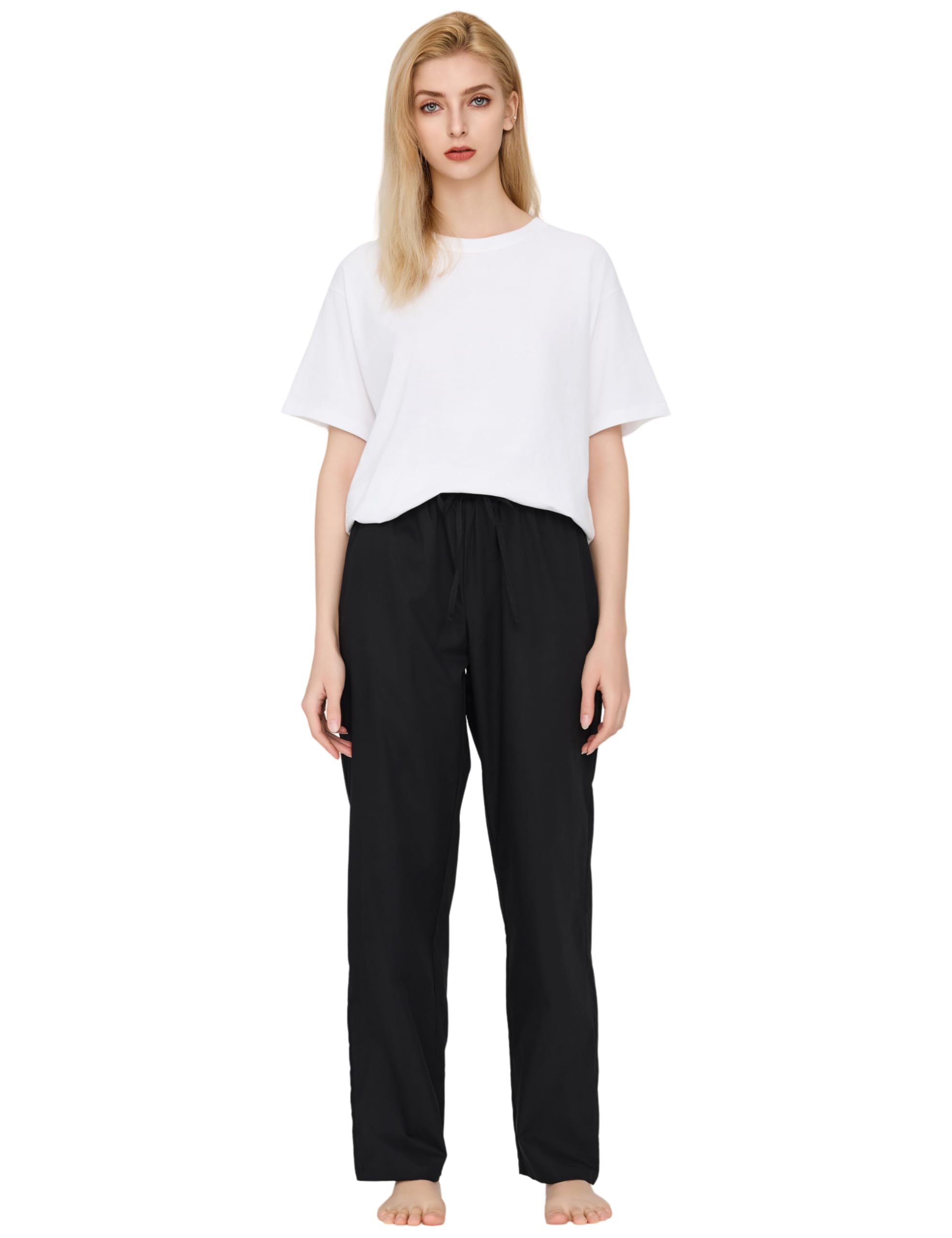 CYZ Women's 100% Cotton Woven Poplin Sleep Pajama Pants