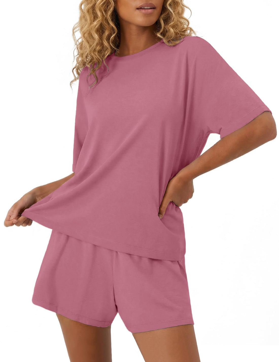Ekouaer Pajama for Women Viscose from Bamboo 2 piece Lightweight Summer Pj Soft Short Sleeve Matching Lounge sets with Pocket