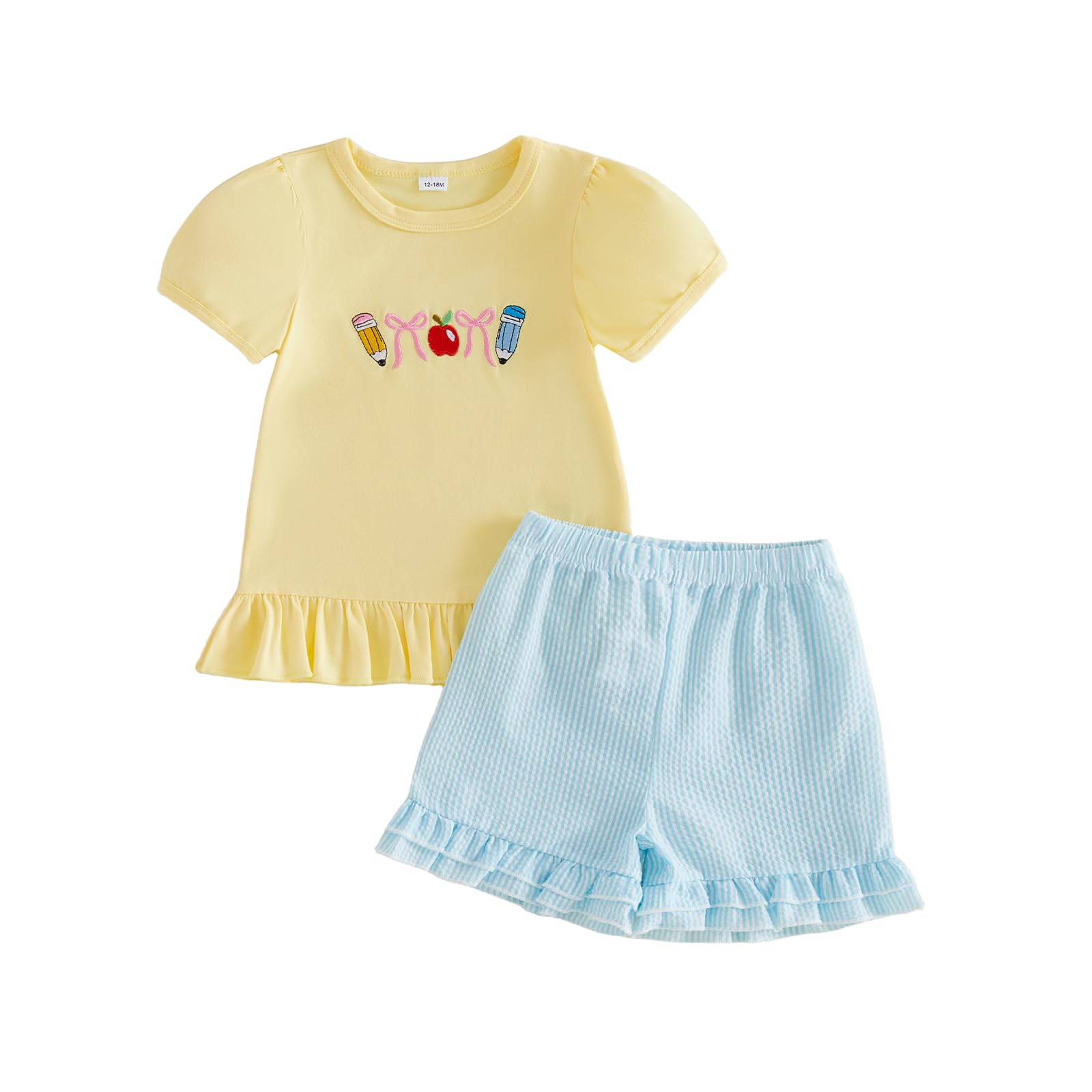 Toddler Baby Girl Summer Clothes T-Shirt Shorts Set Cute Outfits | Toddler Baby Girl Summer Clothes Short Sleeves T-Shirt Tops and Ruffled Shorts Set Cute Summer Outfits 2Pcs WEBE CLOTHING