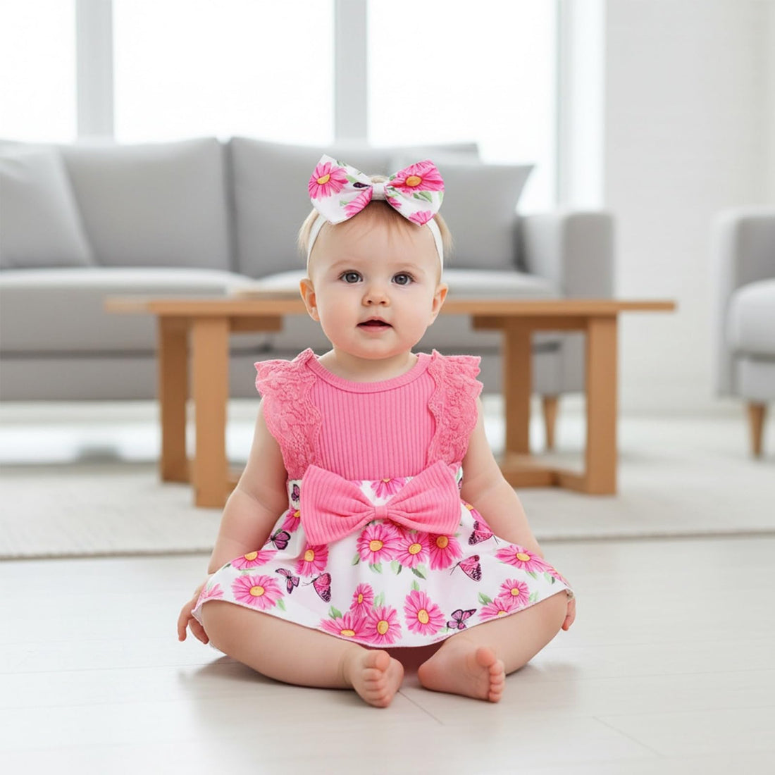 Baby Girl Clothes Newborn Romper Dress Infant Lace Ruffle Sleeveless Summer Outfits with Headband 0-12 Months WEBE CLOTHING
