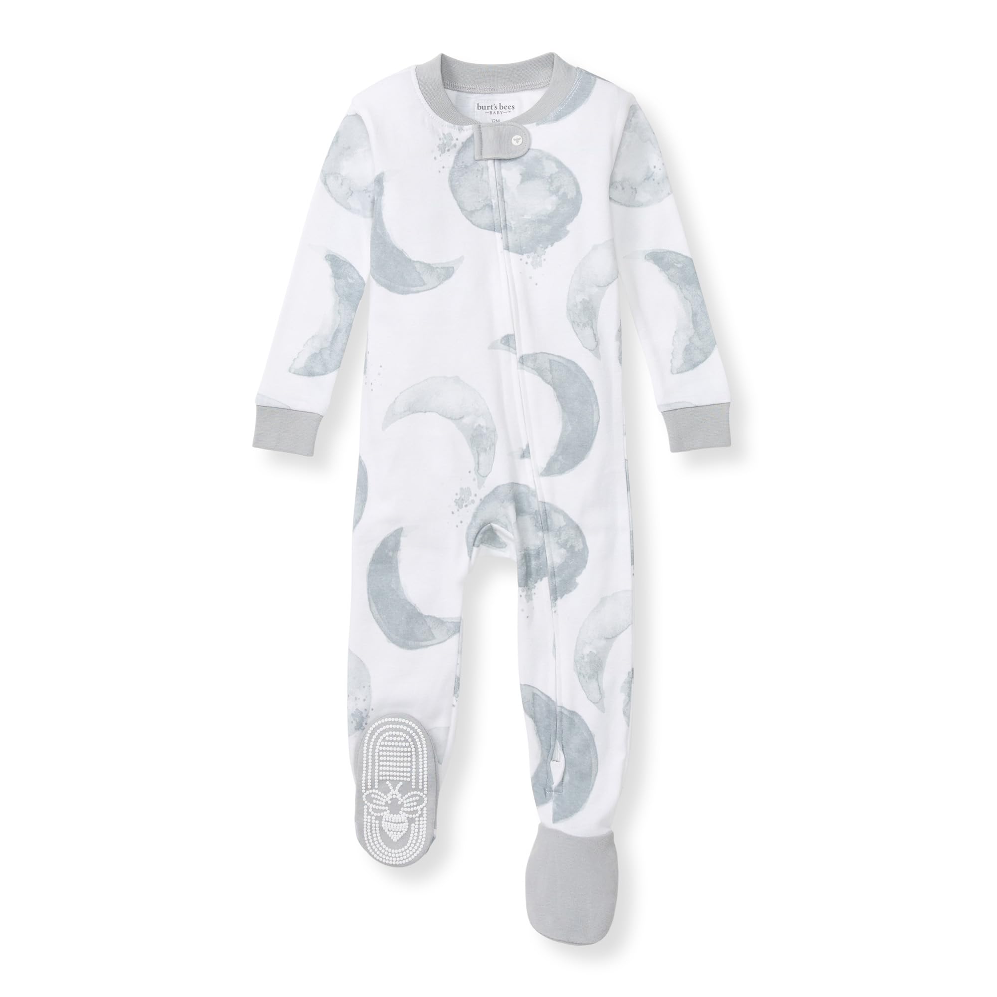Burt's Bees Baby Organic Cotton Footed Pajamas for Boys, Zipper PJ Sleeper, Snug Fit Sleepwear with Non-Slip Bee Grips