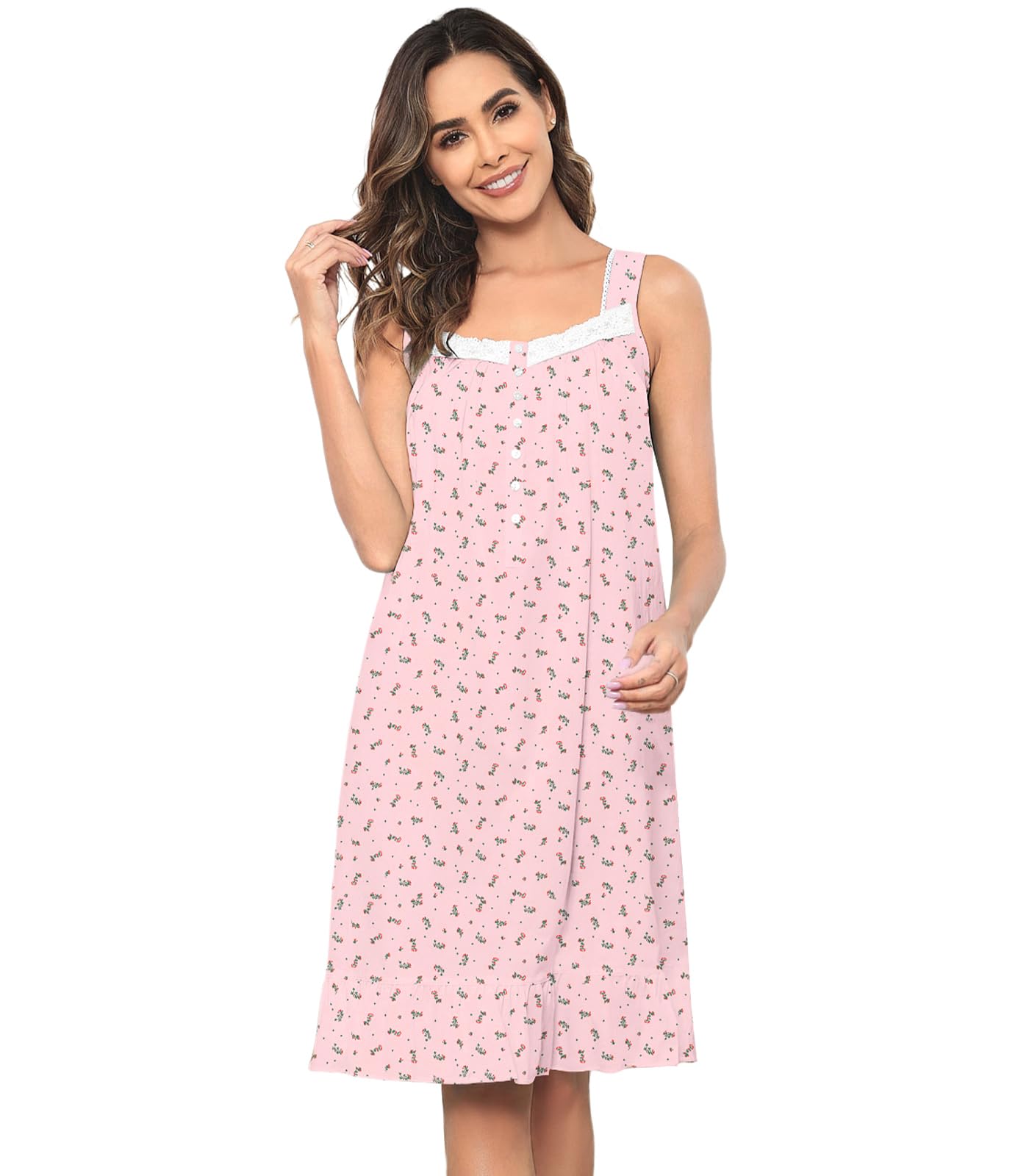 Sleeveless Nightgowns for Women 100% Cotton Nightgown Sleep Dress Soft Ladies Gowns Sleepwear Nightdress WEBE CLOTHING