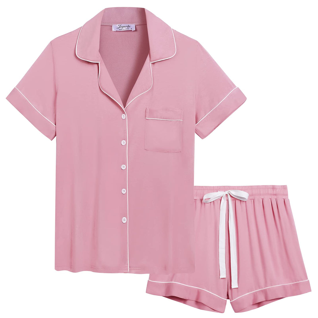 Joyaria Women's Cooling Bamboo Viscose Pajamas Shorts Set Button Front | Moisture Wicking, Cool & Lightweight, Breathable PJs for Night Sweats