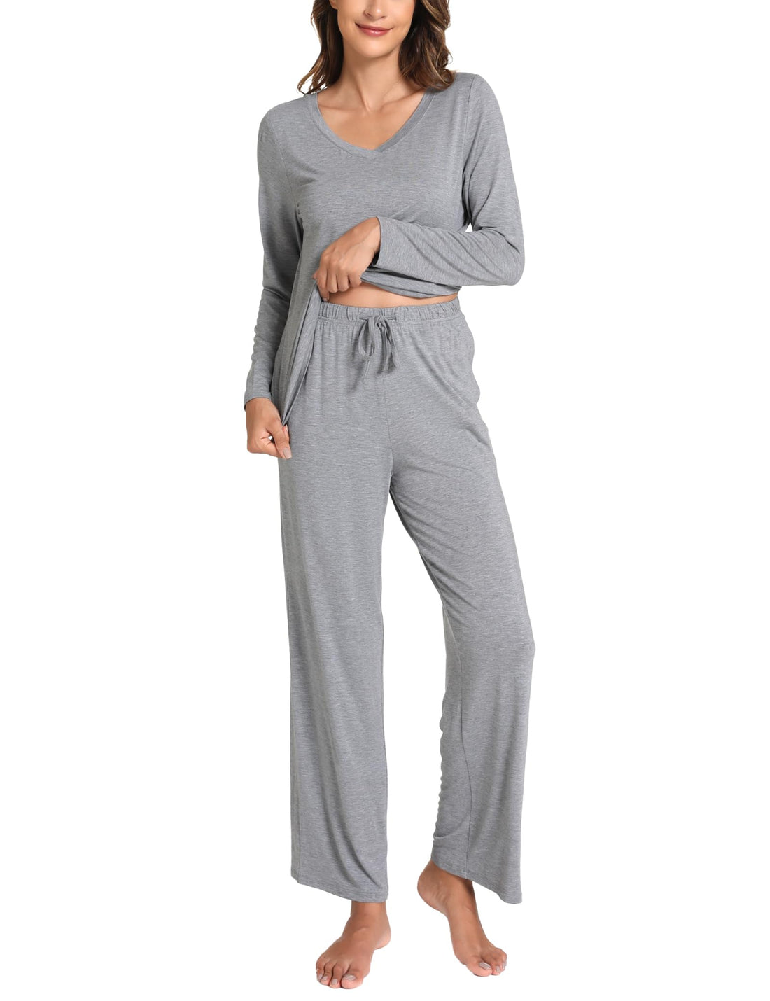 GYS Women's Pajama Sets Long Sleeve Sleepwear Comfy 2 Piece Ladies Pj Sleep Set, Viscose Made from Bamboo