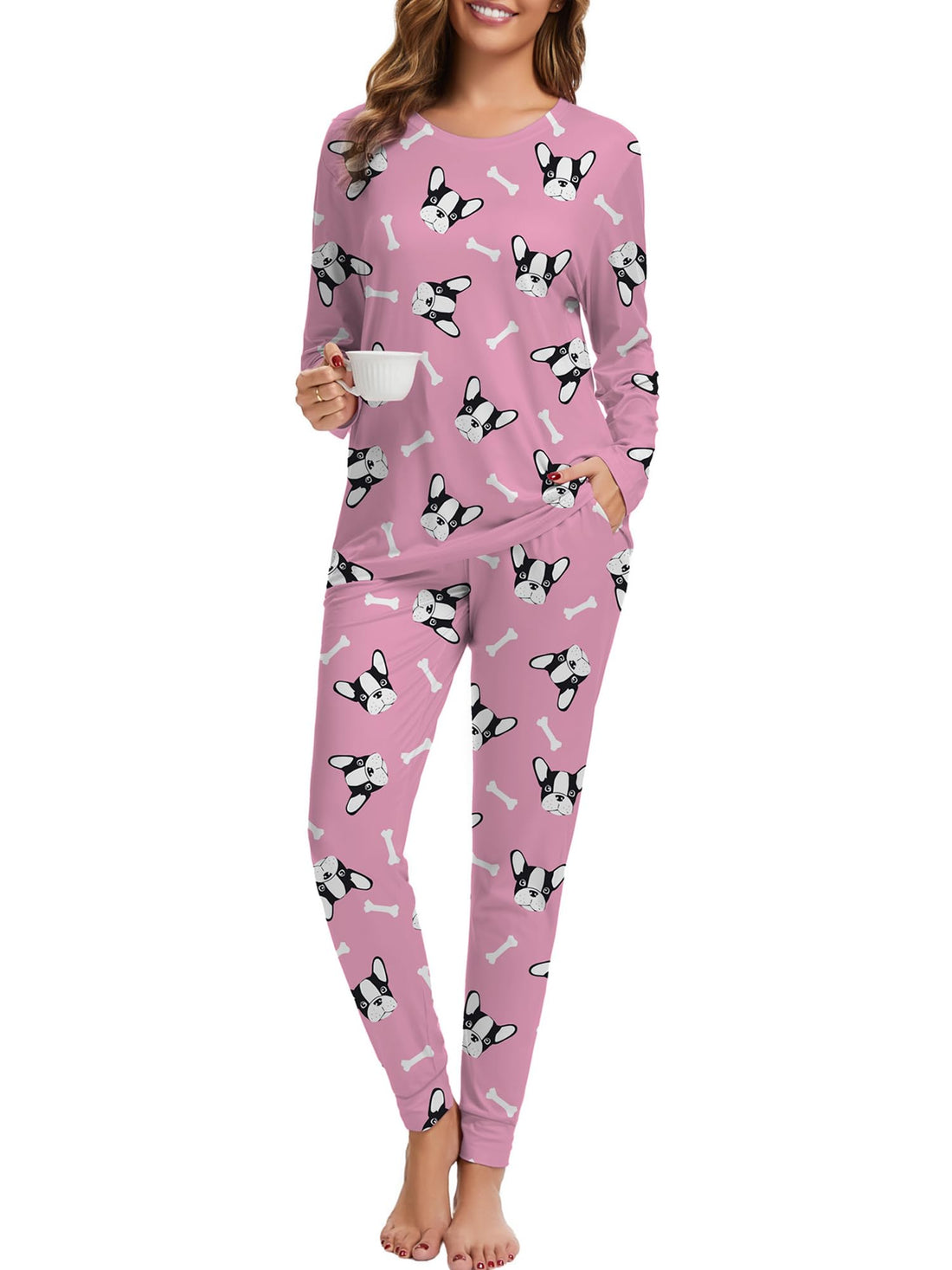 2 Piece Pjs Set For Womens Pajamas Lounge Set Long Sleeve Joggers Pants Sleepwear with Pockets WEBE CLOTHING