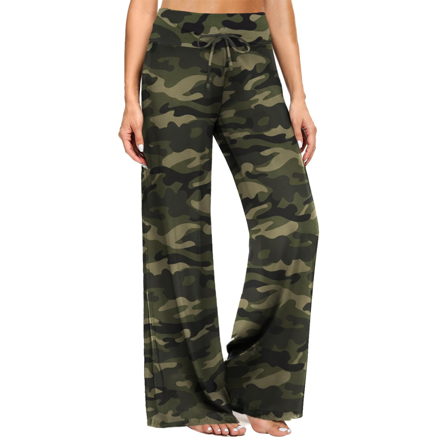 ZOOSIXX Soft Black Pajama Pants for Women, Wide Leg Pants Woman Flowy Comfy Casual Lounge Yoga Capri Pants 22”/ 30”