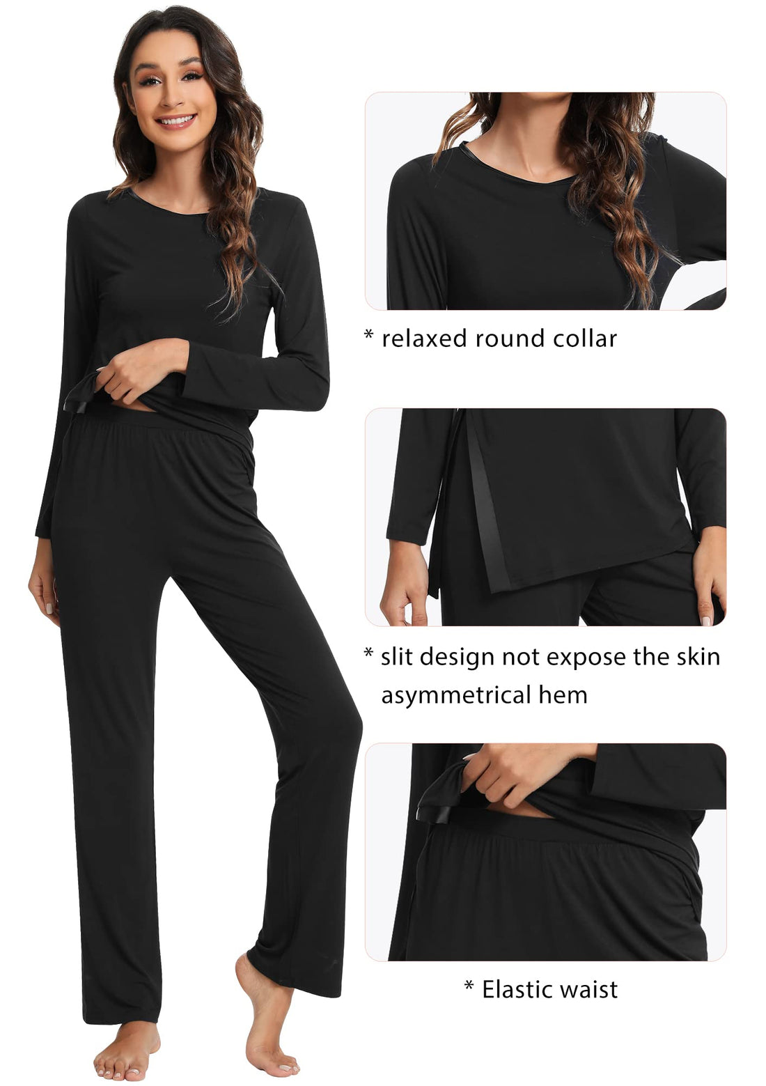 WiWi Pajamas Set for Women Super Soft Long Sleeve Pj Cooling Sleepwear Lounge Sets Loungewear Viscose from Bamboo S-XXL