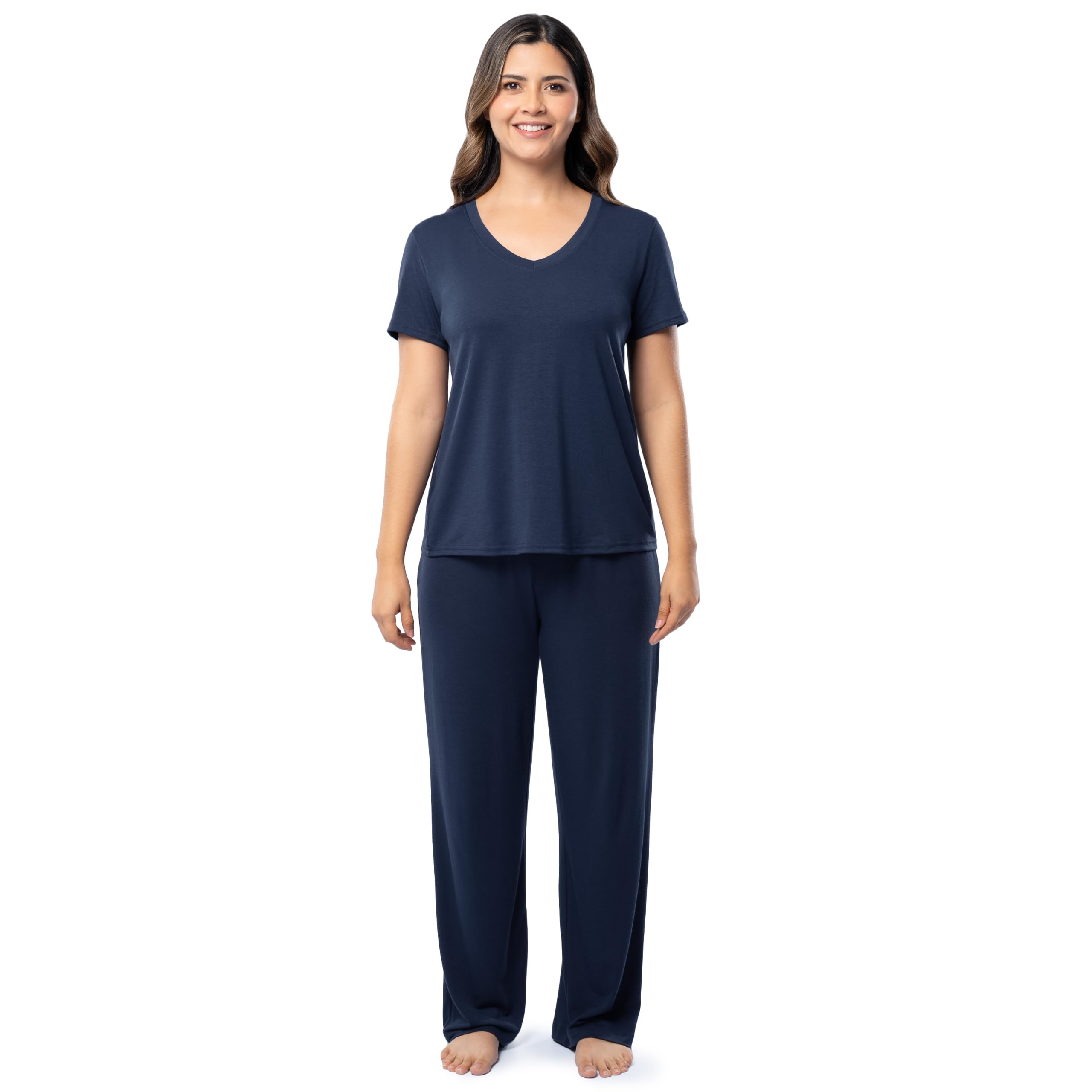 Fruit of the Loom womens Short Sleeve Tee and Pant 2 Piece Sleep Set WEBE CLOTHING