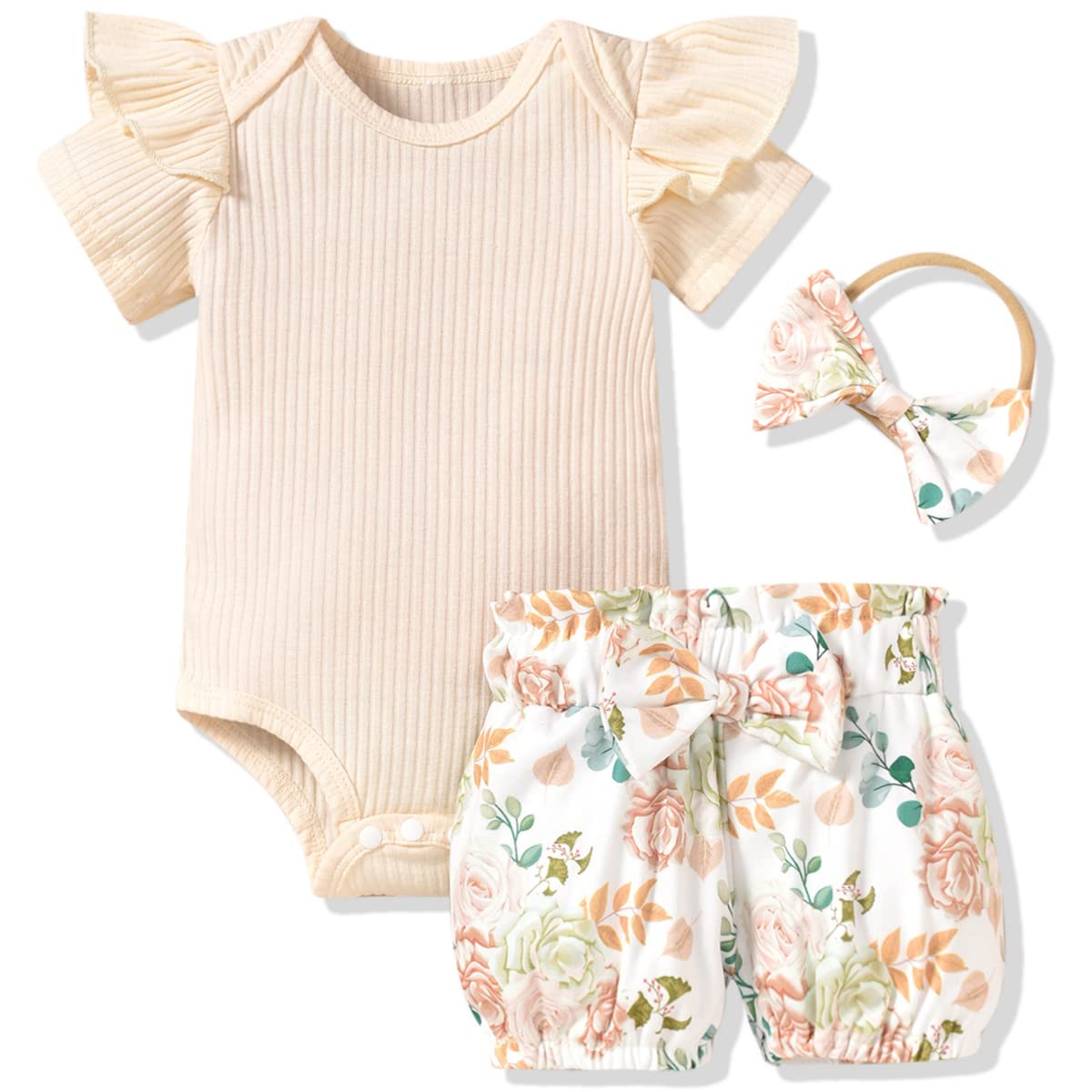 Aalizzwell Baby Girls Ribbed Bodysuit Bloomer Shorts Outfits Summer Clothes WEBE CLOTHING