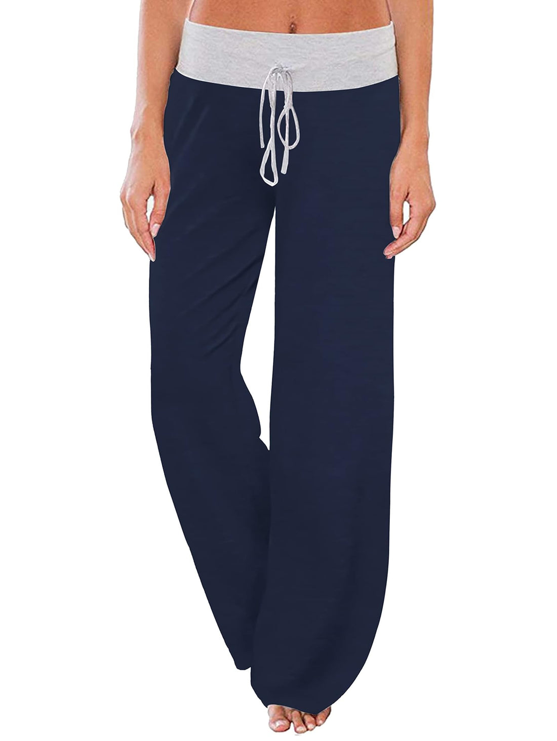 iChunhua Women's Comfy Stretch Floral Print Drawstring Palazzo Wide Leg Lounge Pant