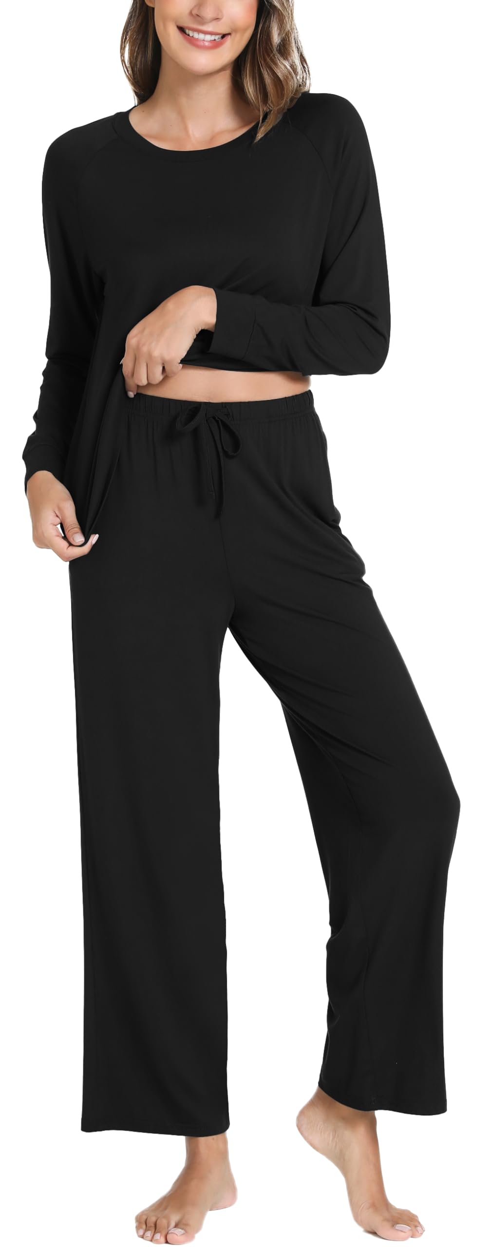 GYS Women's Pajama Sets Long Sleeve Sleepwear Comfy 2 Piece Ladies Pj Sleep Set, Viscose Made from Bamboo