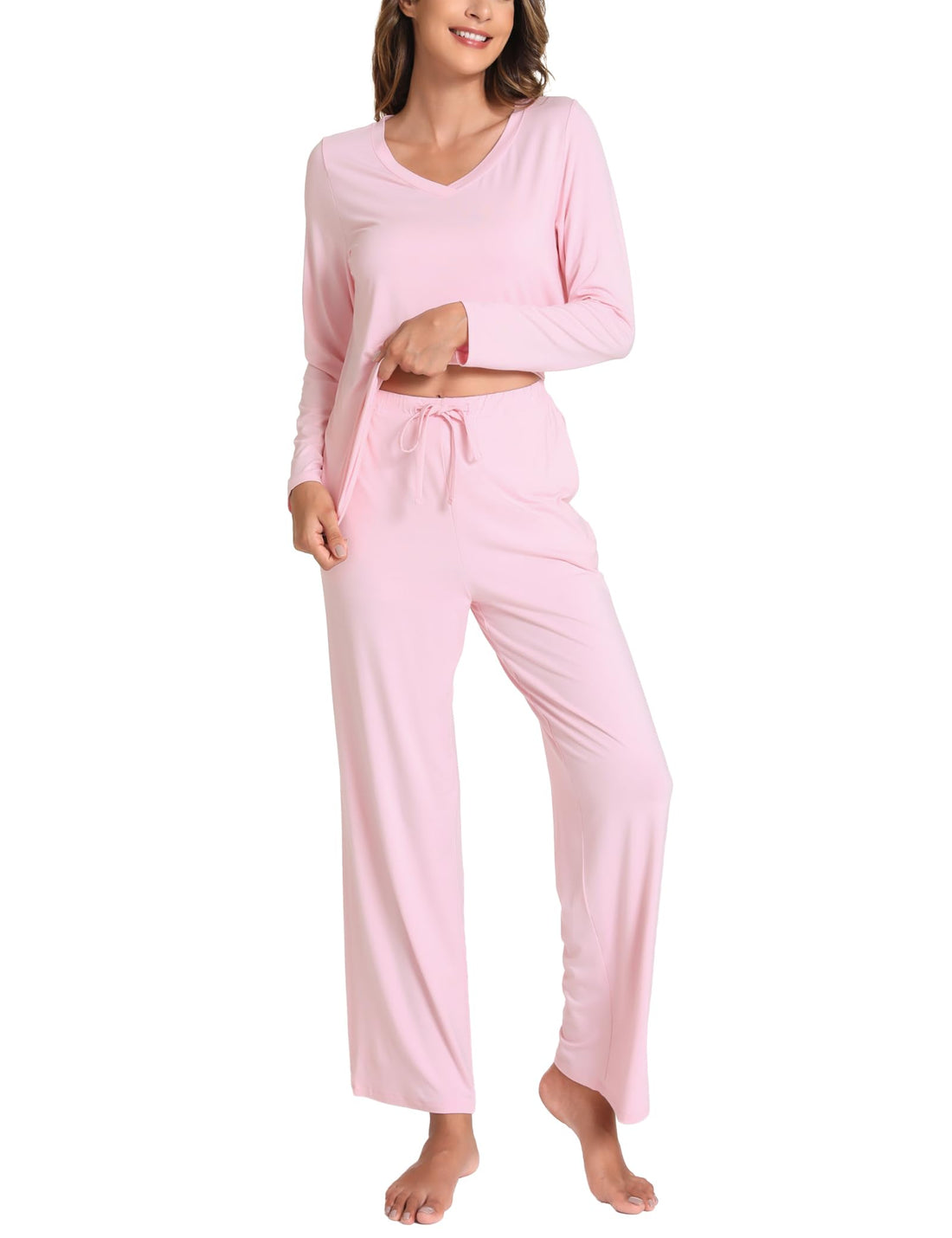 GYS Women's Pajama Sets Long Sleeve Sleepwear Comfy 2 Piece Ladies Pj Sleep Set, Viscose Made from Bamboo
